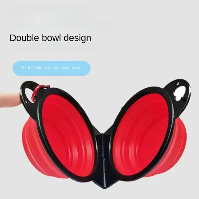 1-Piece 2-in-1 Foldable Dual-Bowl Portable