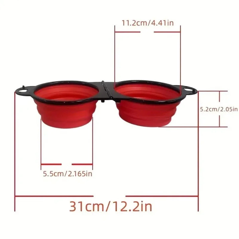 1-Piece 2-in-1 Foldable Dual-Bowl Portable