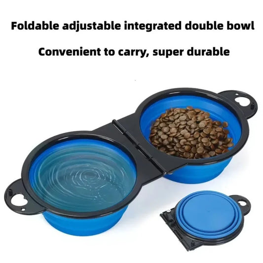 1-Piece 2-in-1 Foldable Dual-Bowl Portable