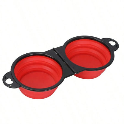 1-Piece 2-in-1 Foldable Dual-Bowl Portable