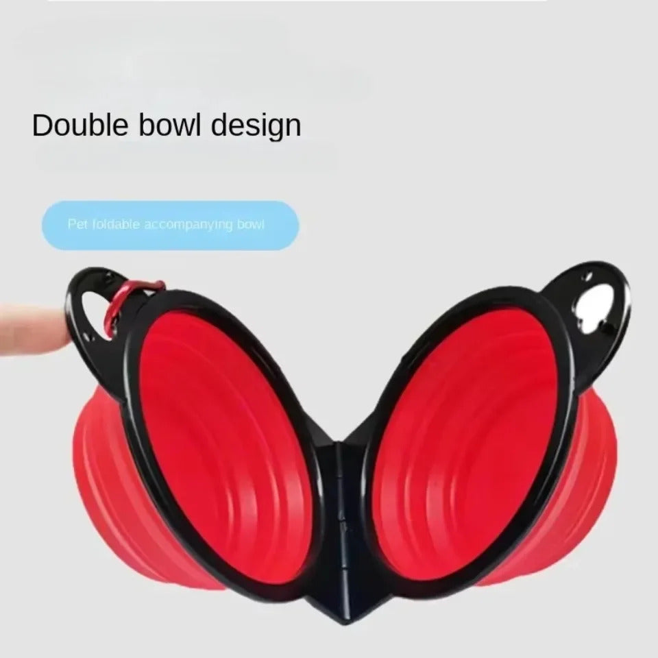 1-Piece 2-in-1 Foldable Dual-Bowl Portable