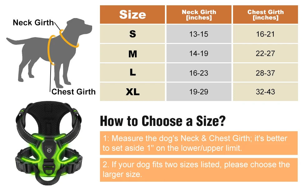 Rechargeable LED Glowing Luminous Dog Harnesses