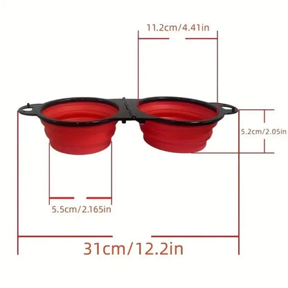 1-Piece 2-in-1 Foldable Dual-Bowl Portable